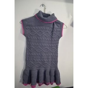 2012 Gymboree Cable Knit Cowl Neck Sleeveless Sweater Dress GIRLS 6 Gray Pink